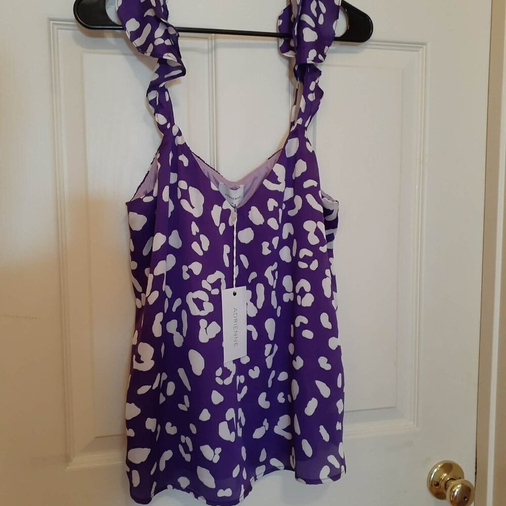 Adrienne Purple Flutter Tank Top NWT